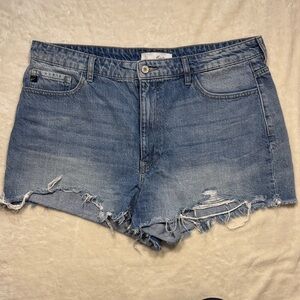 KanCan Light Blue Frayed Jean Shorts